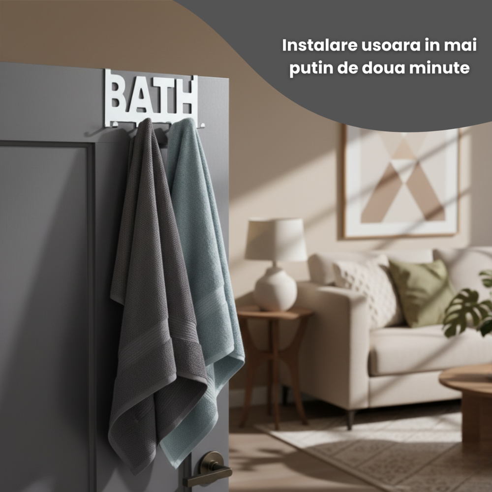 Suport Prosop HASEPE, 4 Carlige, 32 x 11.5 x 4.5 cm, Argintiu [2]