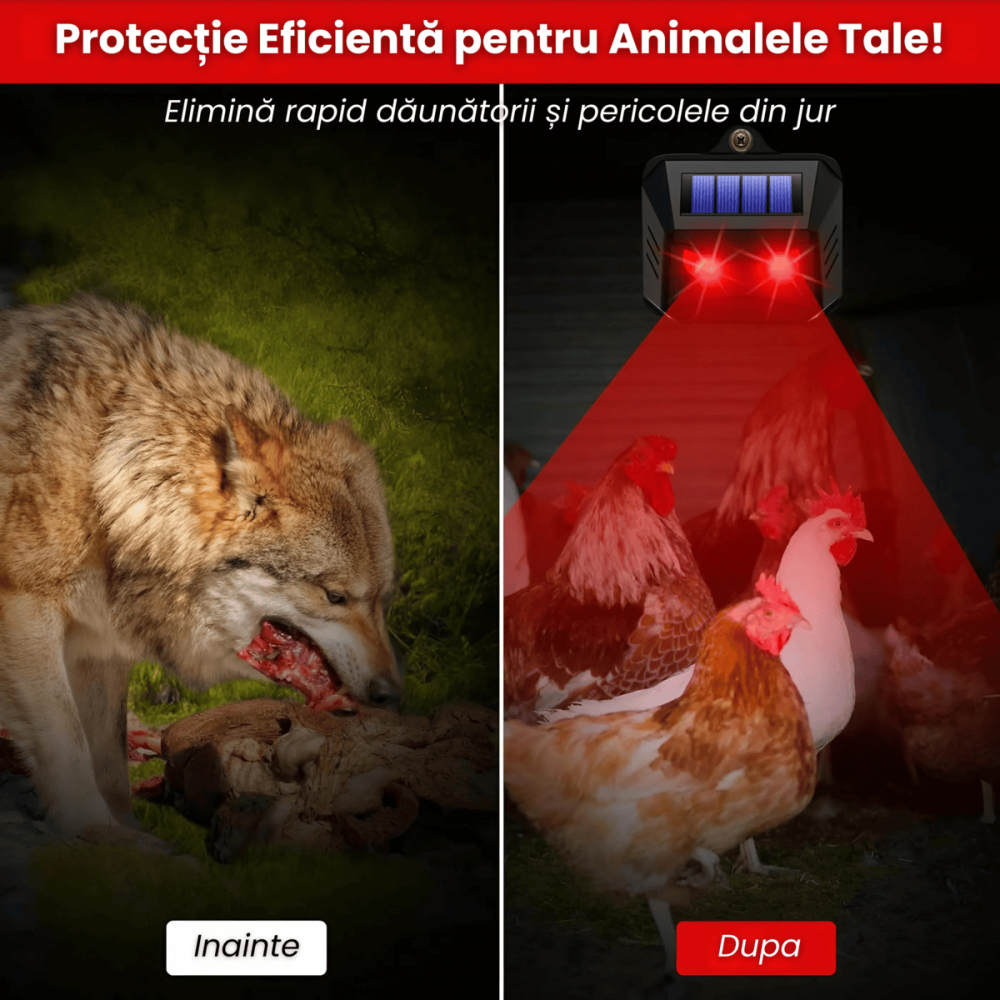 Dispozitiv Anti Daunatori Solar HASEPE, Alungator Pisici, Caini, Pasari si Serpi, LED Rosu Simulare Ochi Pradator, Protectie Gradina si Ferma, Ecologic, Rezistent Intemperii [7]