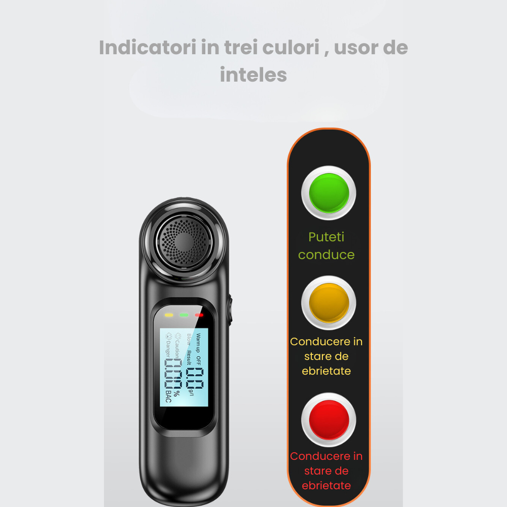 Etilotest Profesional HASEPE, Fara Contact, Alcoolmetru Digital, Calibrare Automata, Acuratete +/-0,01% BAC, LCD Color, USB-C, 300 Testari, Negru Mat [6]