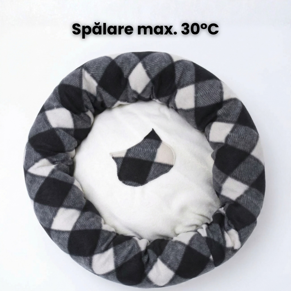 Pat Caini si Pisici HASEPE Rotund Cu Carouri, Pat Pisici Confortabil Din Poliester, Pat Caini De Talie Mica Cu Baza Impermeabila, Culcus Pisici Pentru Interior, Design Modern, Pat Pisici Usor De Intre [7]