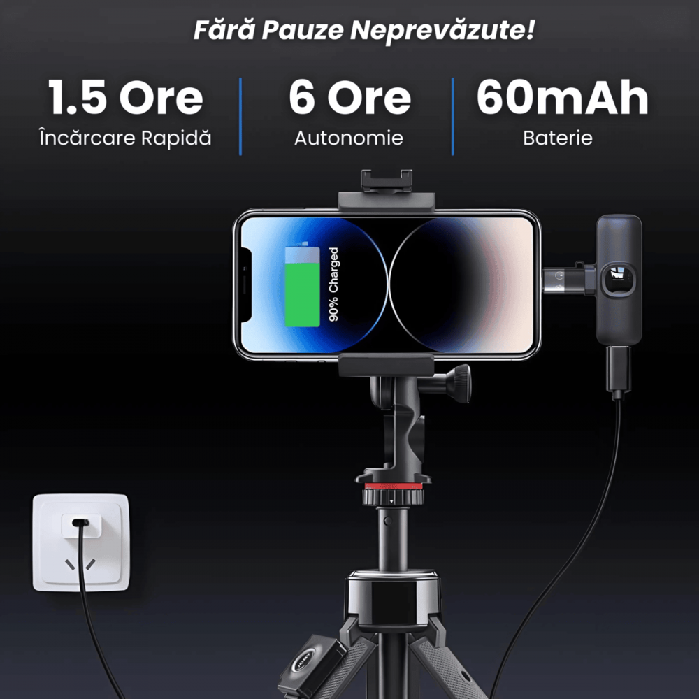 Set 2 Microfoane Lavaliera Wireless HASEPE, Plug & Play, Transmisie 2.4G, Autonomie 6H, Compatibile iPhone, Android, iPad, Sunet Clar pentru Vlog, Interviuri, YouTube, Live Streaming [3]