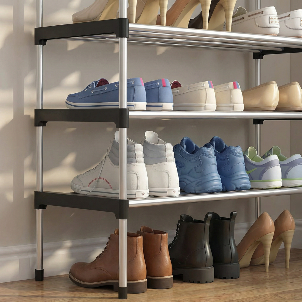 Organizator pentru Pantofi HASEPE Cu 5 Nivele Metalice, Etajera Pantofi Pentru Organizare Hol Sau Dormitor, Suport Pantofi Compact Cu Structura Din Fier Galvanizat, Etajera Pantofi Usoara, Suport Pant [3]