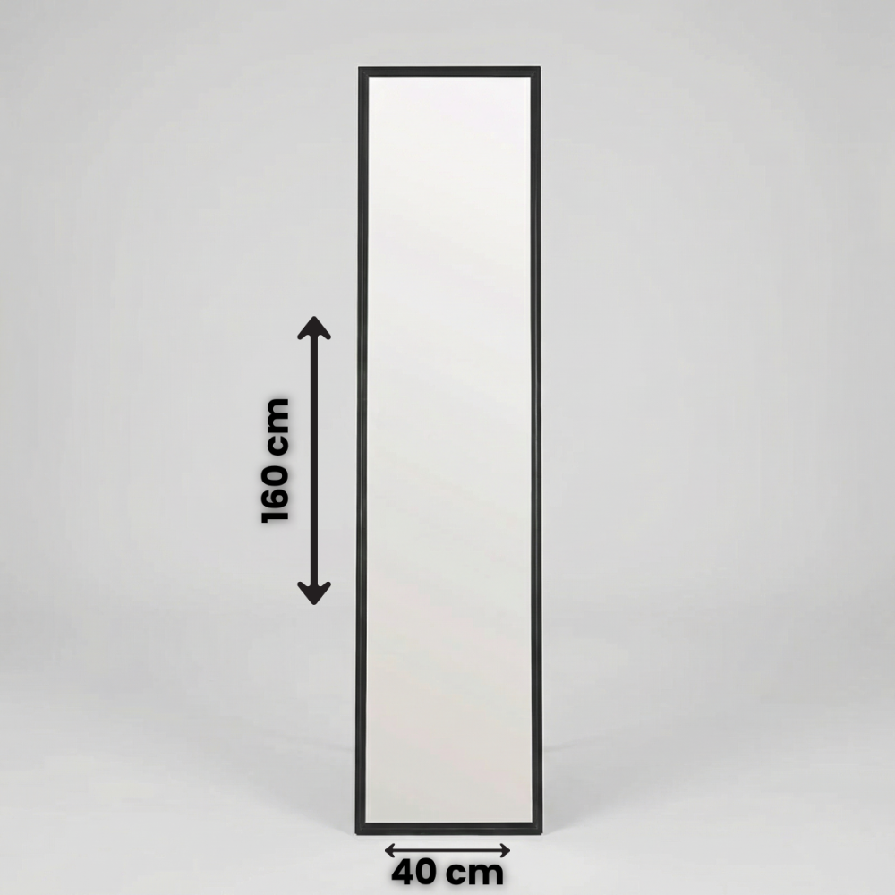 Oglinda de Podea HASEPE cu Rama Neagra din Lemn, Oglinda Decorativa pentru Hol si Dormitor, Oglinda de Podea cu Suport Stabil din Lemn, Design Modern Minimalist, Oglinda Decorativa pentru Interior, Di [5]