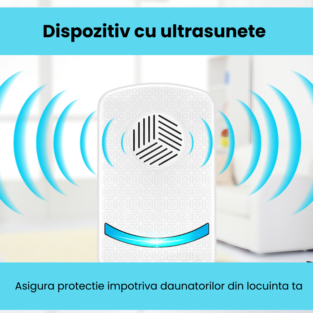 Aparat Impotriva Insectelor si Rozatoarelor HASEPE, Anti Gandaci si Tantari, Control Electronic 12-150Hz, Acoperire 160mp, Protectie 360°, Ecologic, Sigur Copii/Animale, Alb [8]