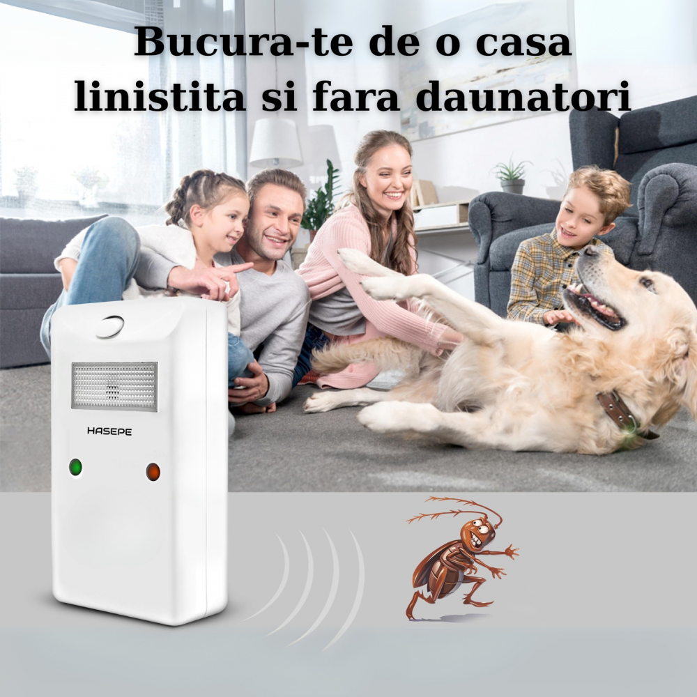 Aparat Antidaunatori HASEPE, Contra Rozatoarelor si Insectelor, Silentios, Plug-in cu Priza, Tehnologie Electromagnetica, Lumina de Veghe, Fara Substante Toxice, Alb [8]