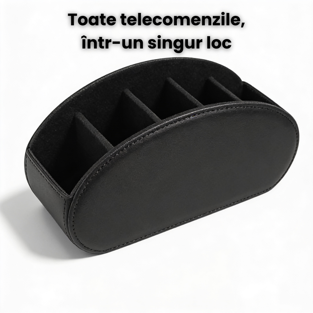 Suport Telecomenzi HASEPE Cu 5 Compartimente Din Piele Ecologica PU, Organizator Telecomenzi Pentru TV Si Media Player, Suport Telecomanda Pentru Ochelari, Telefon Sau Pixuri, Design Elegant Cu Textur [2]