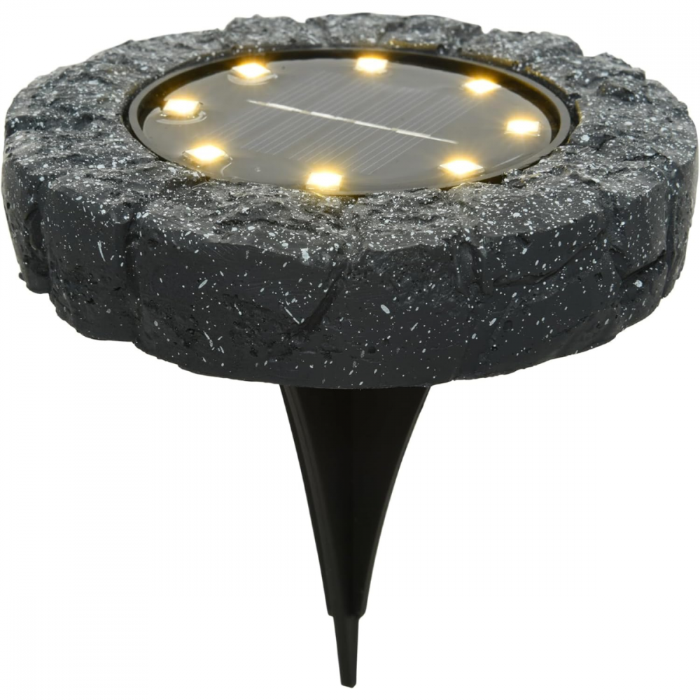 Lampa Solara LED Model Piatra HASEPE, 8 Becuri, Fixare Gazon, Ecologica, Baterie Reincarcabila, Fara Cablu 11x2cm [5]