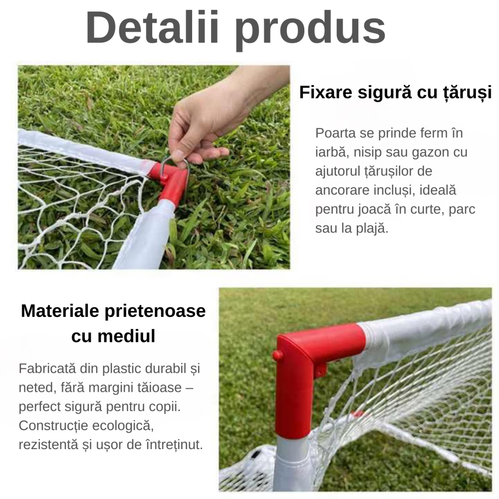 Set 2 porti fotbal HASEPE cu minge si pompa cu ac, Plasa ranforsata si carlige fixare, Porti fotbal portabile copii si adulti, Mini porti fotbal pentru antrenament, joc, curte, parc sau interior, Acce [10]