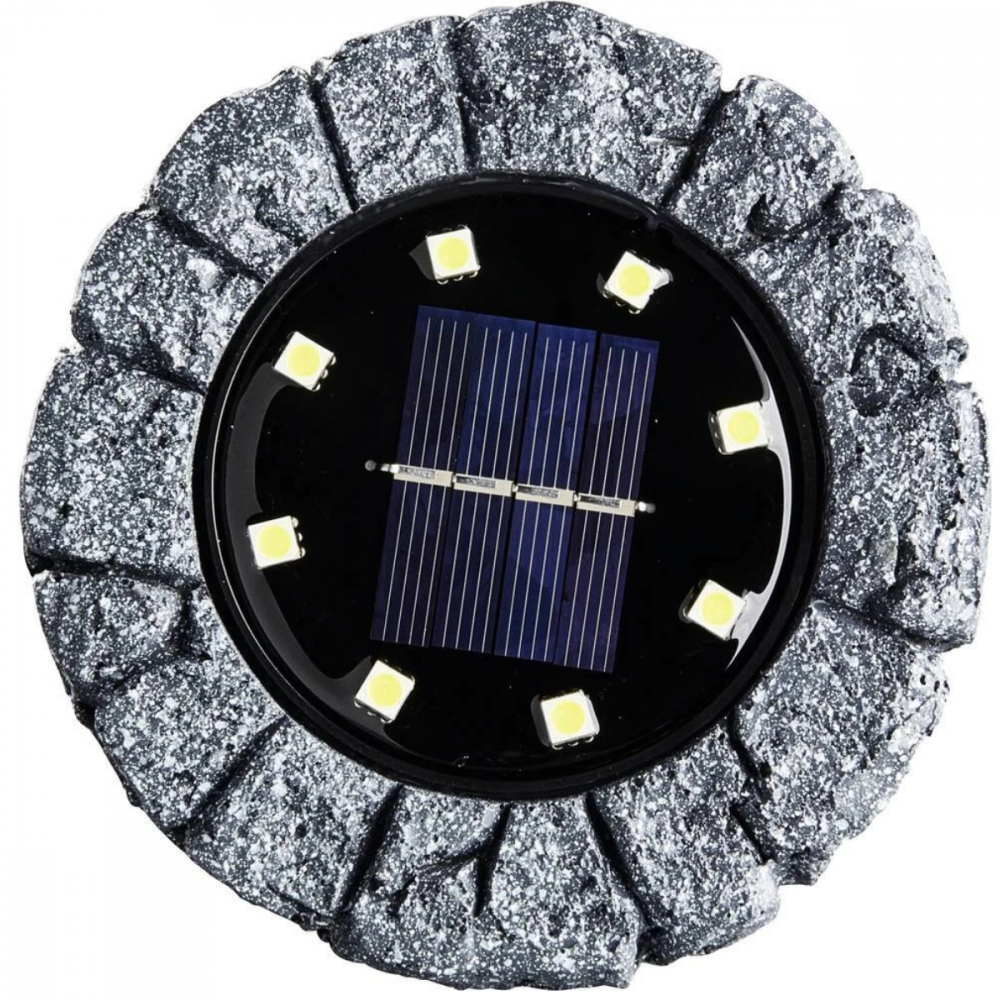 Lampa Solara LED Model Piatra HASEPE, 8 Becuri, Fixare Gazon, Ecologica, Baterie Reincarcabila, Fara Cablu 11x2cm [6]