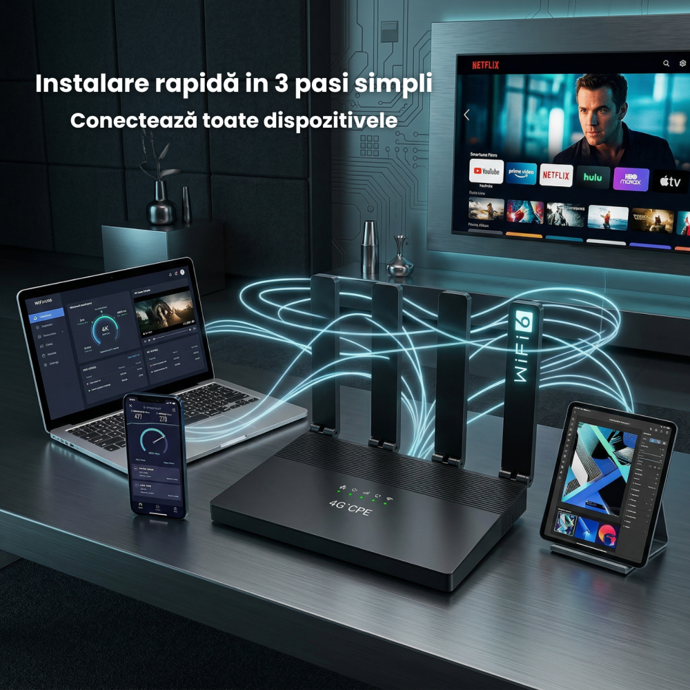 Router Wireless HASEPE 4G LTE WiFi6 Cu Slot SIM, Router Wireless LTE CAT4 150Mbps, Router Wireless Cu Baterie Integrata 5000mAh Pentru Internet Oriunde, Router Wireless Pentru Casa Birou Calatorii, Wi [6]