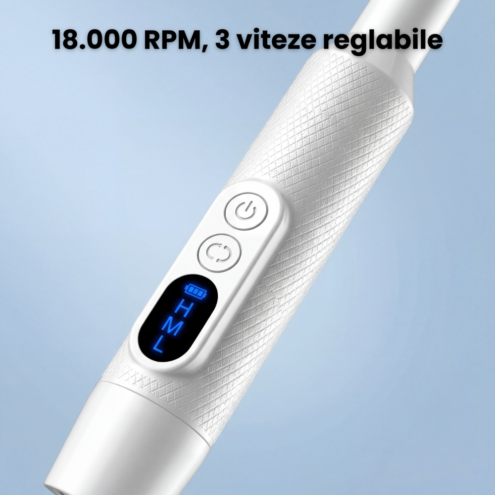 Freza Unghii HASEPE Pro Portabila, Freza De Unghii Cu Acumulator, 18000 RPM, 2 Directii Rotatie, Design Ergonomic, Statia De Incarcare, Accesorii Incluse, Freza Unghii Pentru Manichiura Si Pedichiura, [3]