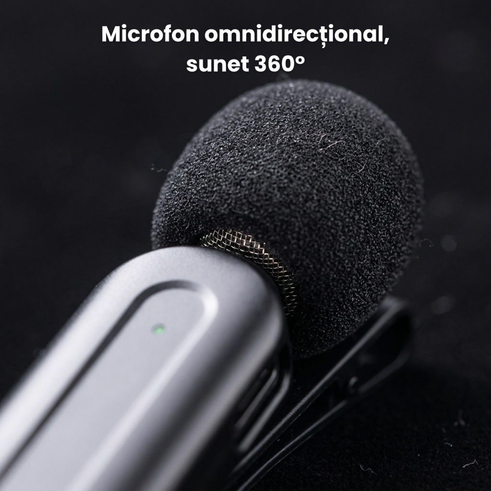 Microfon Lavaliera HASEPE Wireless 2.4G Auto Connect, Microfon Lavaliera Pentru Telefon, Streaming Live Si Interviuri, Microfon Wireless Lavaliera Cu Reducere Zgomot, Microfon Lavaliera Omnidirectiona [3]