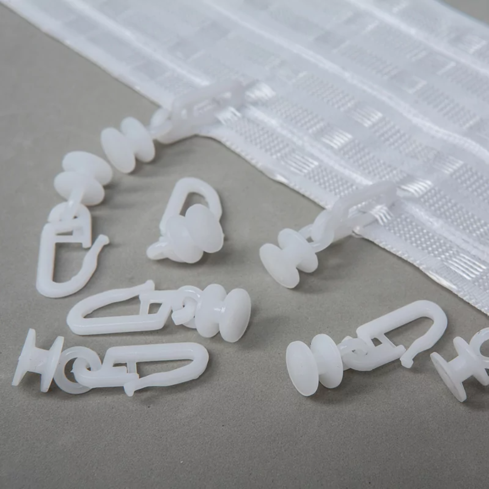 Set 50 Carlige pentru Perdele, 2 in 1, Compatibile cu Sine Plate, Plastic Alb [5]