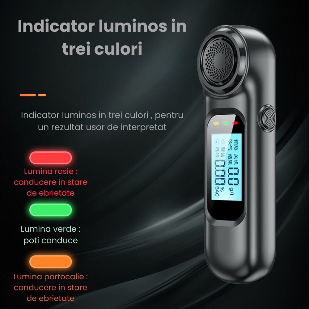 Etilotest Profesional HASEPE, Fara Contact, Alcoolmetru Digital, Calibrare Automata, Acuratete +/-0,01% BAC, LCD Color, USB-C, 300 Testari, Negru Mat [3]