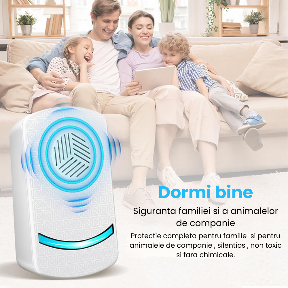 Aparat Impotriva Insectelor si Rozatoarelor HASEPE, Anti Gandaci si Tantari, Control Electronic 12-150Hz, Acoperire 160mp, Protectie 360°, Ecologic, Sigur Copii/Animale, Alb [7]