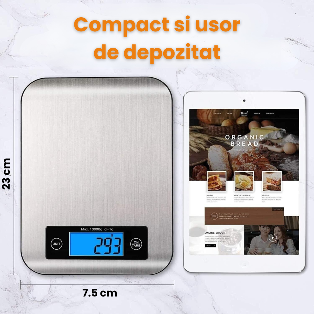 Cantar electronic de bucatarie HASEPE, capacitate 5 kg, afisaj LCD, suprafata din inox, masurare precisa in g/kg/oz/ml, oprire automata si functie tara [2]
