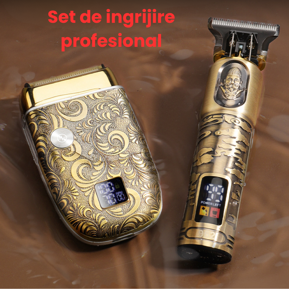 Masina de Tuns si Aparat de Ras HASEPE Profesional, Rezistent la Apa, Accesorii Diverse, Lame Auto-Ascutite, USB, Afisaj LCD, Pentru Par, Barba, Corp, Design Ergonomic, Baterie 1200 si 2000 mAh, [4]