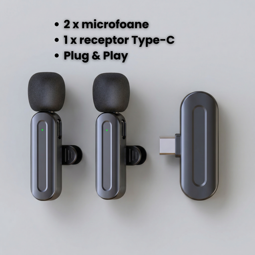 Microfon Lavaliera HASEPE Wireless 2.4G Auto Connect, Microfon Lavaliera Pentru Telefon, Streaming Live Si Interviuri, Microfon Wireless Lavaliera Cu Reducere Zgomot, Microfon Lavaliera Omnidirectiona [5]