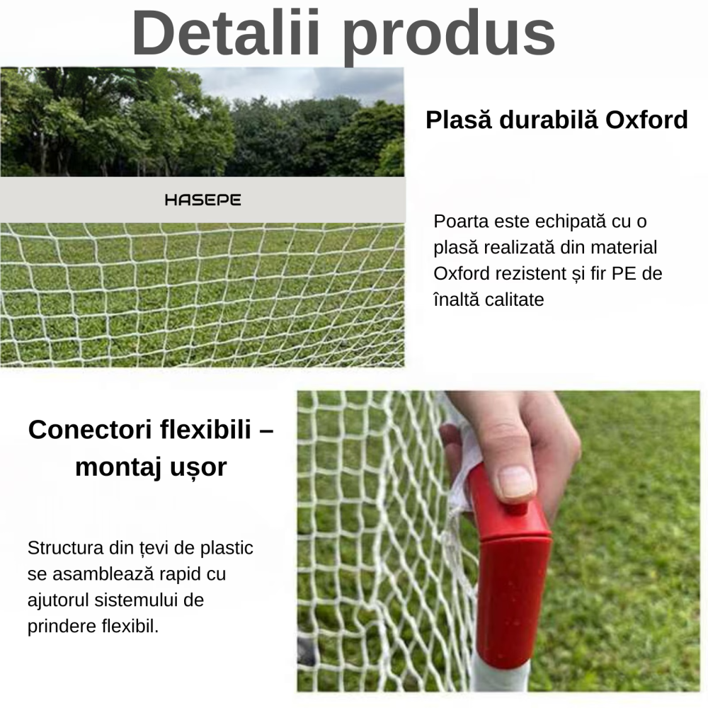 Set 2 porti fotbal HASEPE cu minge si pompa cu ac, Plasa ranforsata si carlige fixare, Porti fotbal portabile copii si adulti, Mini porti fotbal pentru antrenament, joc, curte, parc sau interior, Acce [7]