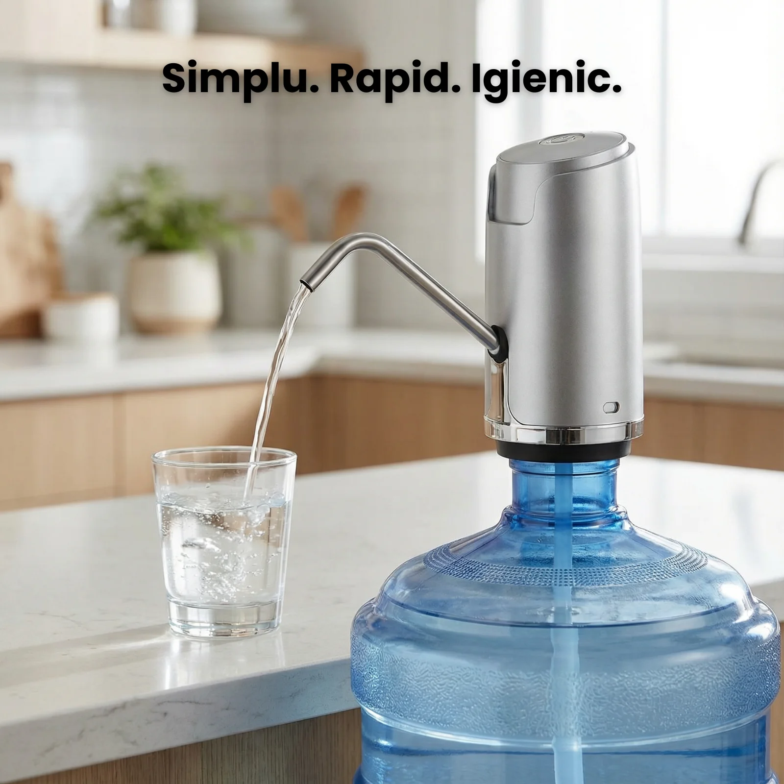 Pompa electrica apa HASEPE, portabila pentru bidon, dozator electric apa cu incarcare USB si baterie 1600 mAh, aparat portabil apa cu LED si umplere rapida, compatibil 5L 10L 15L 19L, silicon PP rezis [2]