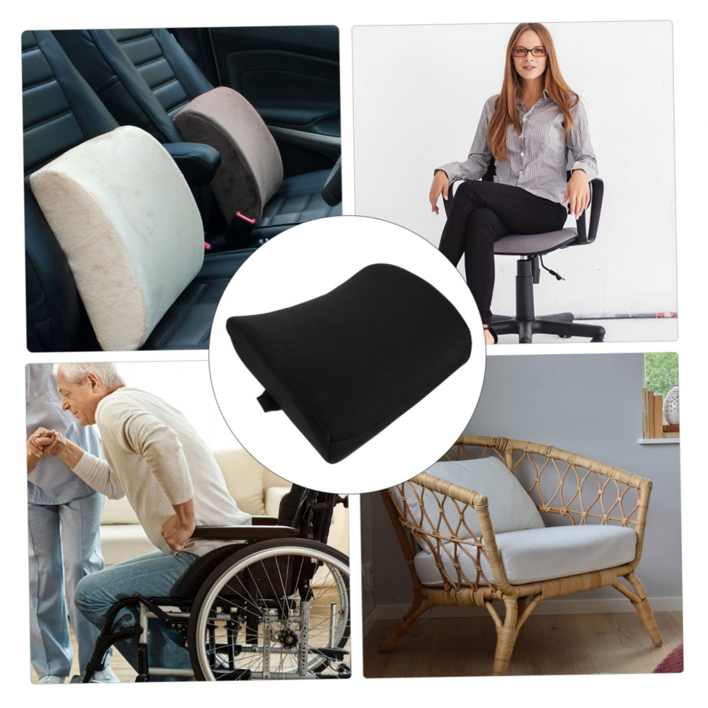 Pernă lombară ortopedică cu spumă memorie HASEPE, suport ergonomic spate, curea reglabila, husă respirabilă, pentru birou, scaun auto și acasă [5]