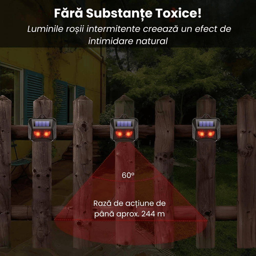 Dispozitiv Anti Daunatori Solar HASEPE, Alungator Pisici, Caini, Pasari si Serpi, LED Rosu Simulare Ochi Pradator, Protectie Gradina si Ferma, Ecologic, Rezistent Intemperii [4]