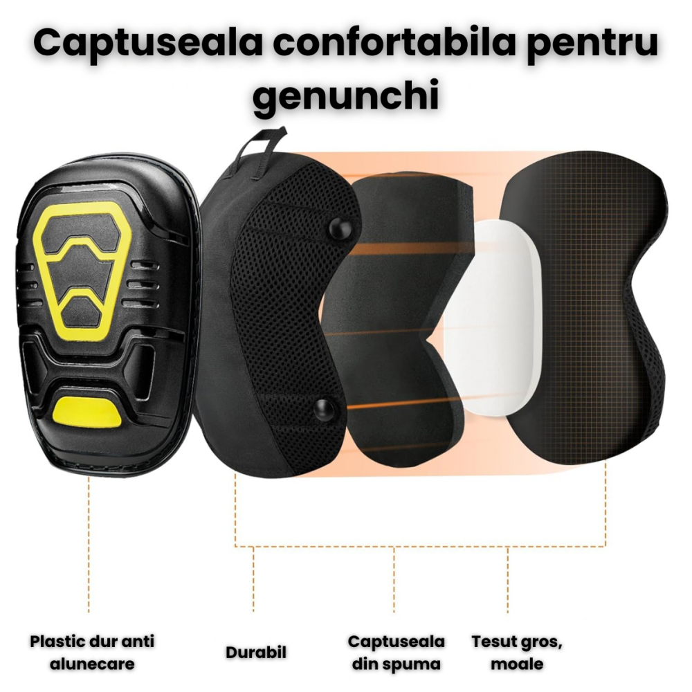 Genunchiere Protectie HASEPE Profesionale Cu Gel, Genunchiere Constructii Rezistente Pentru Lucru Intens, Genunchiere Lucru Ergonomice Cu Spuma EVA, Curele Reg labile, Anti Alunecare, Protectie Genunc [2]