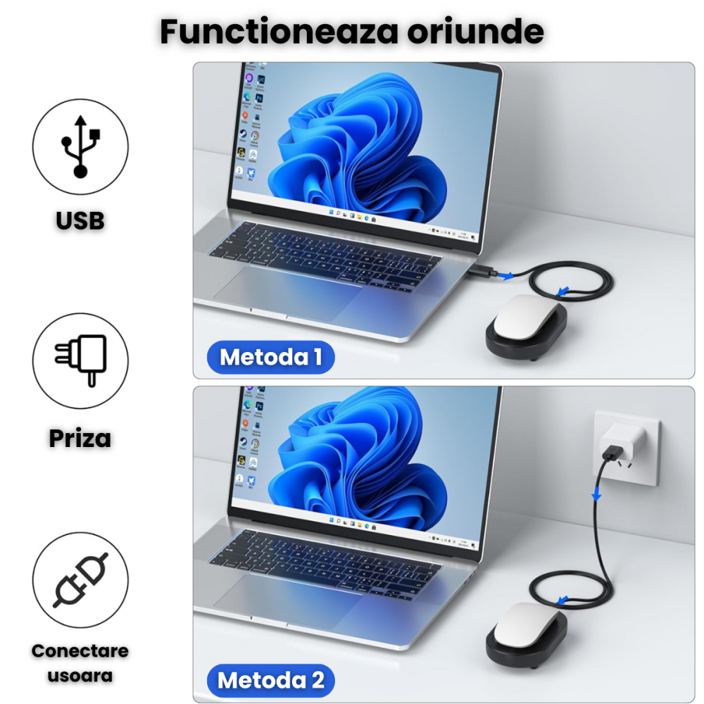 Mouse Jiggler HASEPE, Mecanic Cu Timer, Mouse Mover Fizic Fara Driver, Mouse Shaker Cu Miscare Aleatorie, Dispozitiv Ultra Silent Pentru PC Si Laptop, Anti Sleep, Alimentare USB Sau Adaptor, Compatibi [7]