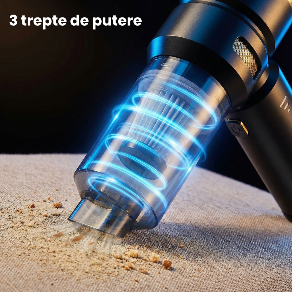 Pachet Organizator Portbagaj Auto 60L HASEPE + Aspirator Auto Portabil 4 in 1, 6000 mAh, 100W, Pliabil, Multifunctional, 3 Compartimente, Filtru HEPA, Aspirare si Suflare, Accesorii Curatare Auto Comp [5]