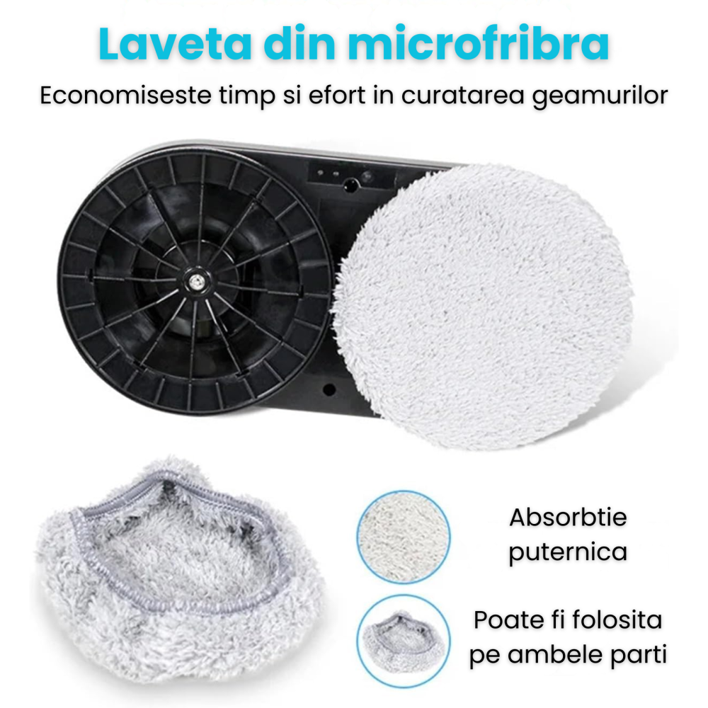 Set 8 lavete microfibra pentru robot curatare geamuri, compatibile 14 cm, lavabile si reutilizabile, set tampoane schimb pentru stergere eficienta [2]