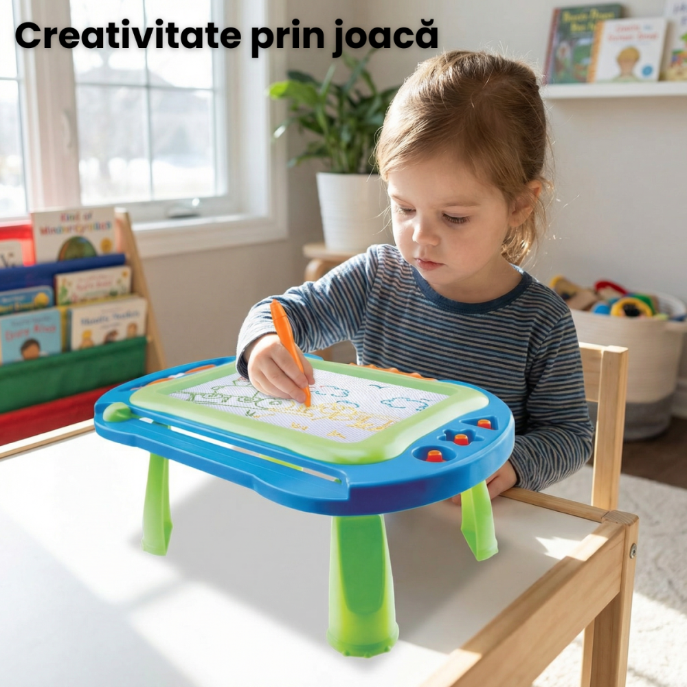 Tabla Magnetica Pentru Copii HASEPE, Tabla Desen Dubla, Tabla Magnetica Cu Picioare Detasabile, Tabla Desen Portabila Cu Maner, Suprafata Reutilizabila Pentru Creativitate, Joaca Educativa Prescolari, [2]