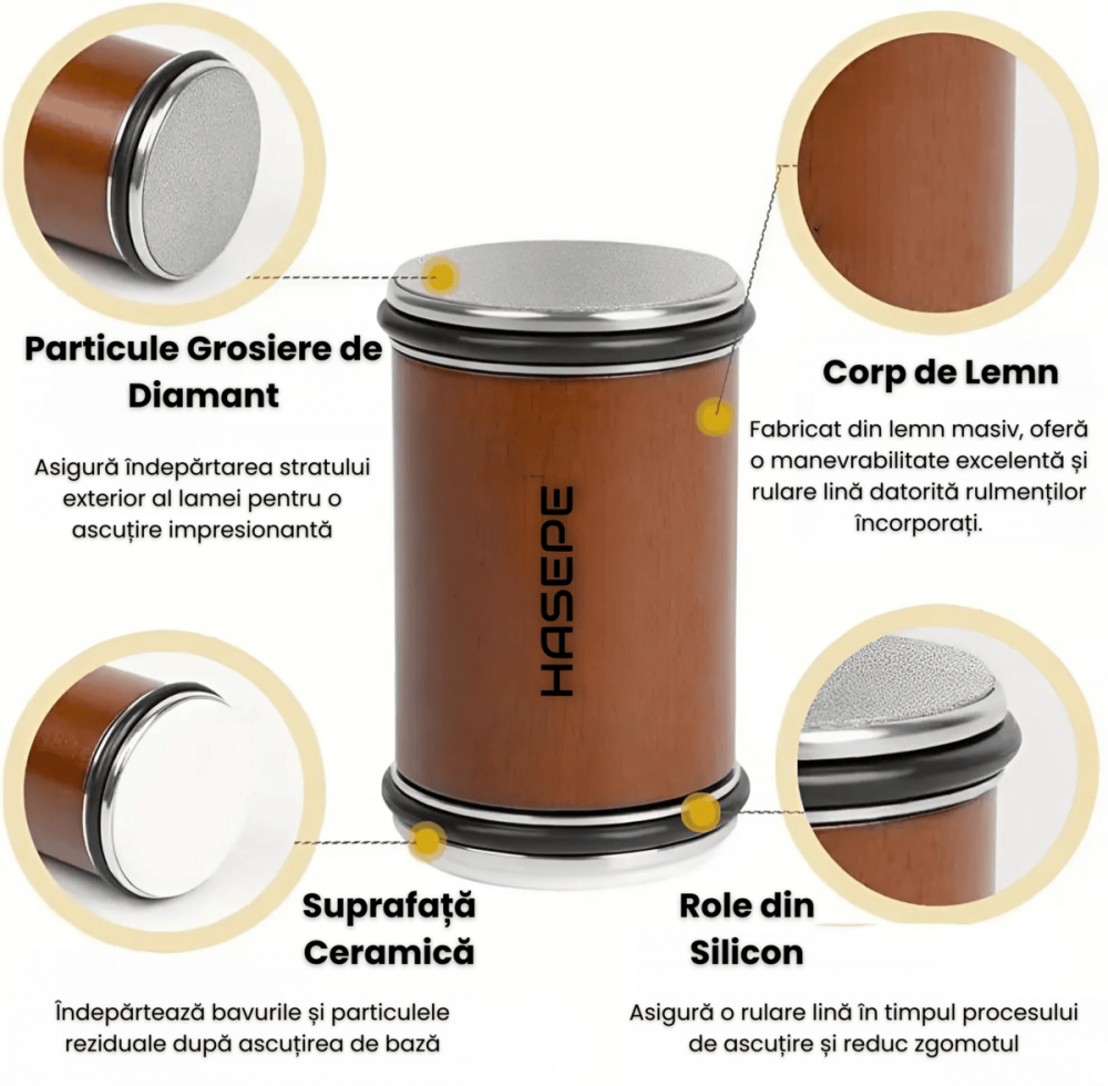 Ascutitor cutite rulant profesional 5 in 1 HASEPE, magnetic, piatra diamantata, multifunctional, 2 granulatii (400/1000), 2 unghiuri (15/20), lame ceramica [4]