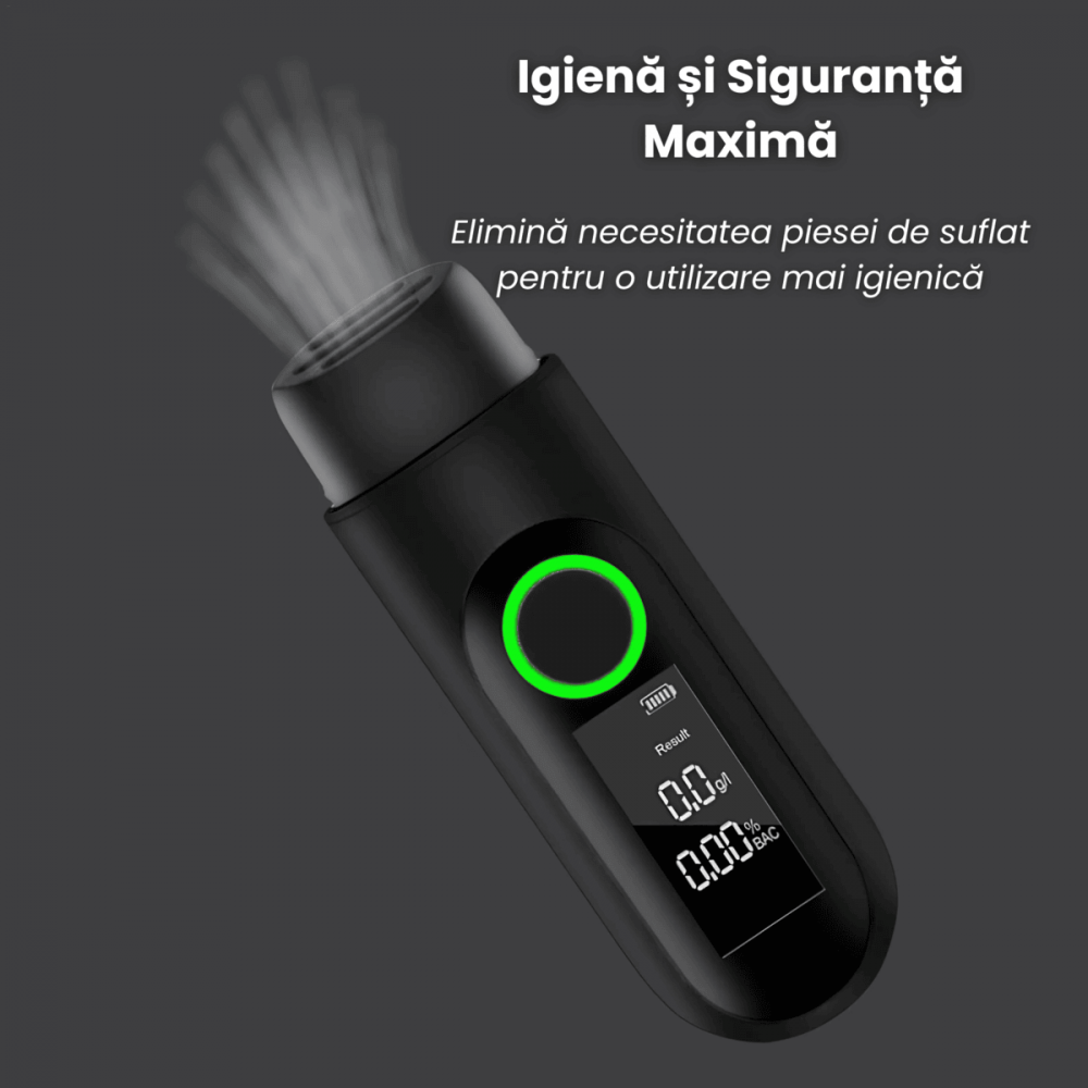 Tester Alcool Digital HASEPE, Senzor Semiconductor Precizie Ridicata, Afisaj LCD Iluminat, Reincarcare USB Type-C, Portabil, Functie Alarma, Negru [4]