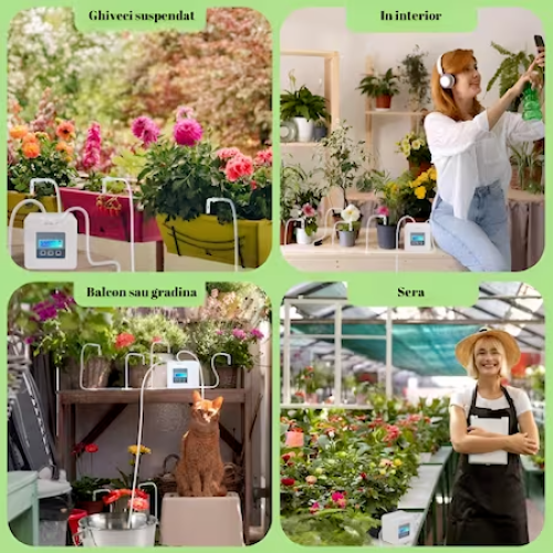 Sistem de irigare automat pentru plante, HASEPE, pentru 10 ghivece, udare prin picurare, temporizator pentru apa, programabil, conectare usb [6]