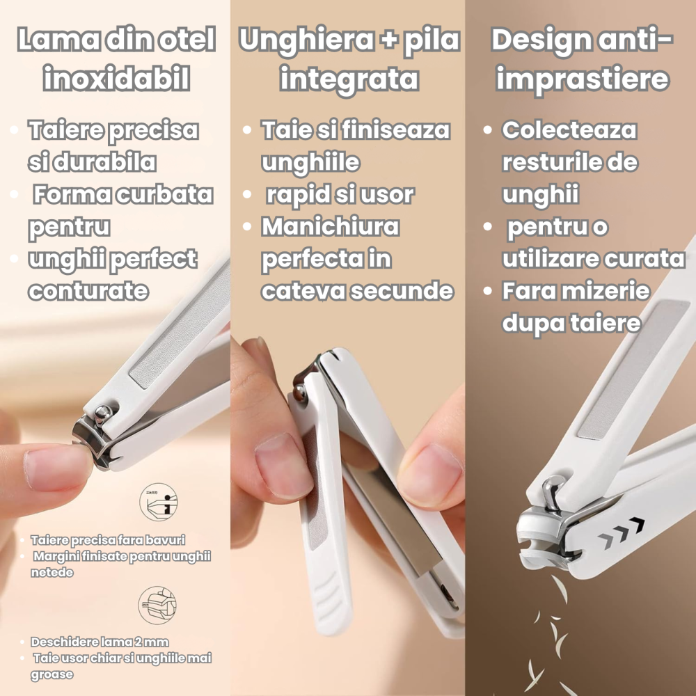 Unghiera HASEPE Set Unghiere Manichiura Pedichiura 3 Piese, Unghiera Otel Inoxidabil Profesional, Cleste Unghii Precizie, Unghiera Ascutita Pentru Maini Si Picioare, Set Unghiere Cu Cutie Eleganta Dep [4]