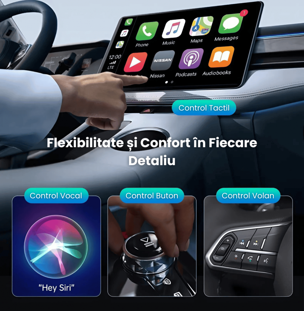 Adaptor Wireless 2 in 1 Carplay si Android Auto HASEPE slim, Smart USB car play, reconectare automata, compatibil USB, multifunctional, Negru/Gri [4]