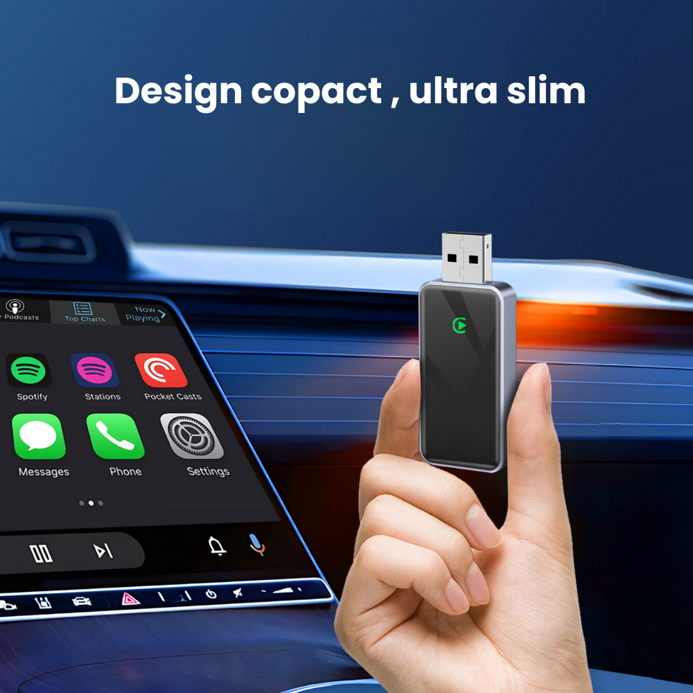 Adaptor Wireless 2 in 1 Carplay si Android Auto HASEPE slim, Smart USB car play, reconectare automata, compatibil USB, multifunctional, gri [2]