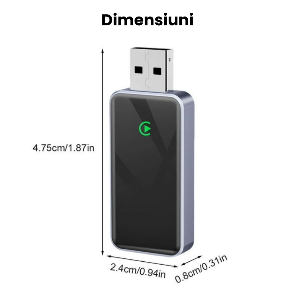 Adaptor Wireless 2 in 1 Carplay si Android Auto HASEPE slim, Smart USB car play, reconectare automata, compatibil USB, multifunctional, gri [7]