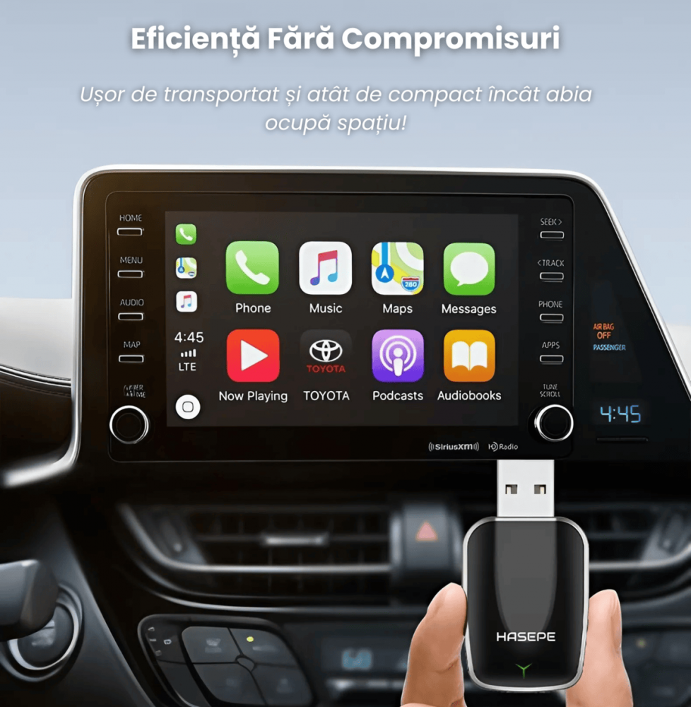 Adaptor Wireless 2 in 1 Carplay si Android Auto HASEPE slim, Smart USB car play, reconectare automata, compatibil USB, multifunctional, Negru/Gri [2]
