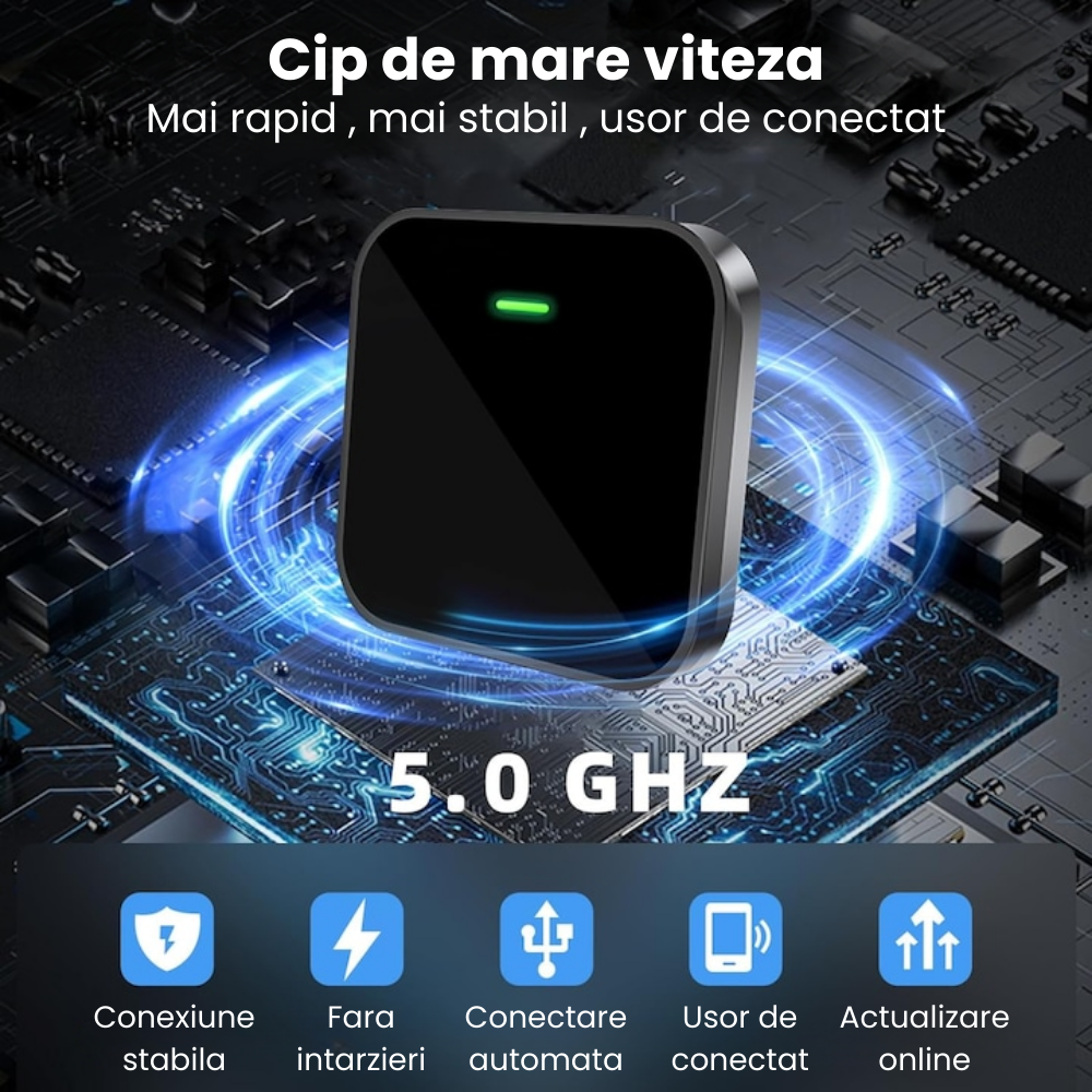 Adaptor Wireless CarPlay HASEPE, Modul CarPlay Slim, Conectare Automata prin USB, WiFi 5.8GHz si Bluetooth 5.0, Compatibil iPhone, Negru Compact [5]