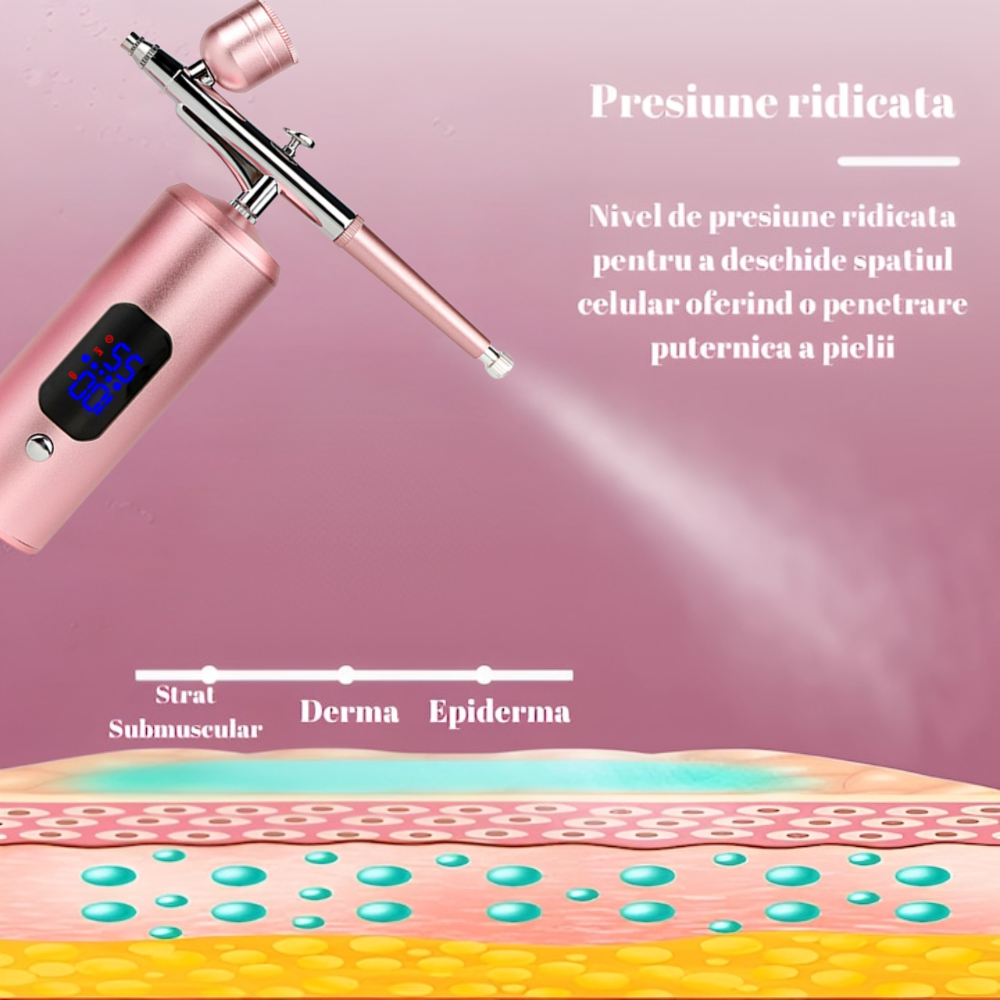Aerograf cu Dubla Actiune HASEPE, Duza de 0,3 mm, instrumente de curatare, Afisaj LCD, fara fir, 38 PSI, Pentru arta unghiilor, Pictura corporala, Tatuaj semi-permanent, Decorarea torturilor, Masina, [7]