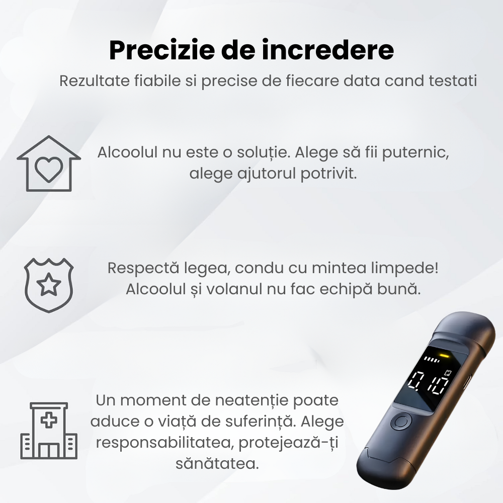 Etilotest Profesional HASEPE, Alcool Tester Digital Non-Contact, Precizie +0.015%, Calibrare Automata, Memorare Rezultate, Display LCD, Autonomie Extinsa, Negru [3]