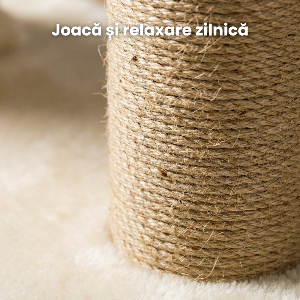 Ansamblu de Joaca HASEPE pentru Pisici, Post pentru Zgariat din Sisal, Stalp pentru Ascutit Gheare, Accesorii Animale de Companie, Montare Usoare, 35 x 24 x 43 cm, Bej [2]