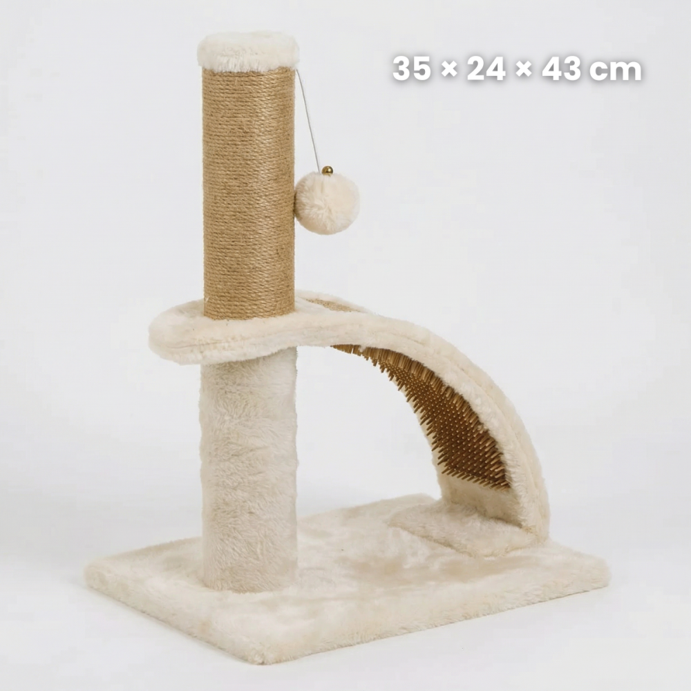 Ansamblu de Joaca HASEPE pentru Pisici, Post pentru Zgariat din Sisal, Stalp pentru Ascutit Gheare, Accesorii Animale de Companie, Montare Usoare, 35 x 24 x 43 cm, Bej [7]