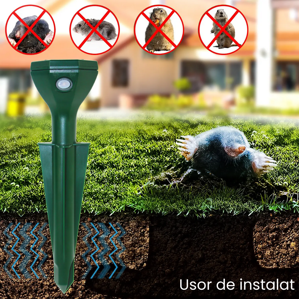 Aparat Anti Cartite si Sobolani de Pamant HASEPE, Anti Soareci de Camp si Serpi, Vibratii Solare 360°, Rezistent la Apa, Incarcare Solara, Protectie Gradina, Verde [6]