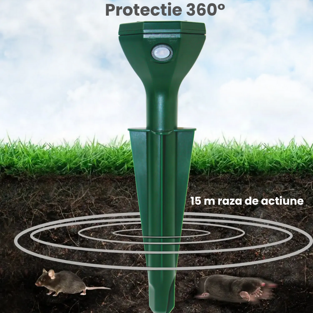 Aparat Anti Cartite si Sobolani de Pamant HASEPE, Anti Soareci de Camp si Serpi, Vibratii Solare 360°, Rezistent la Apa, Incarcare Solara, Protectie Gradina, Verde [5]