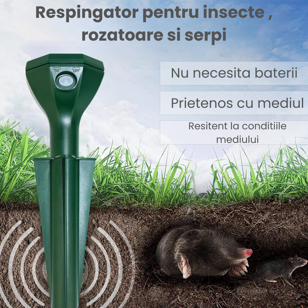 Aparat Anti Cartite si Sobolani de Pamant HASEPE, Anti Soareci de Camp si Serpi, Vibratii Solare 360°, Rezistent la Apa, Incarcare Solara, Protectie Gradina, Verde [4]