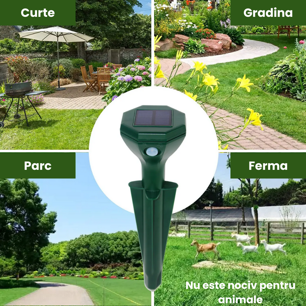 Aparat Anti Cartite si Sobolani de Pamant HASEPE, Anti Soareci de Camp si Serpi, Vibratii Solare 360°, Rezistent la Apa, Incarcare Solara, Protectie Gradina, Verde [7]