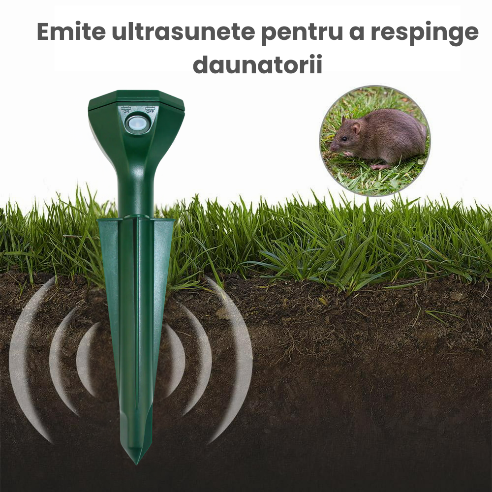 Aparat Anti Cartite si Sobolani de Pamant HASEPE, Anti Soareci de Camp si Serpi, Vibratii Solare 360°, Rezistent la Apa, Incarcare Solara, Protectie Gradina, Verde [2]