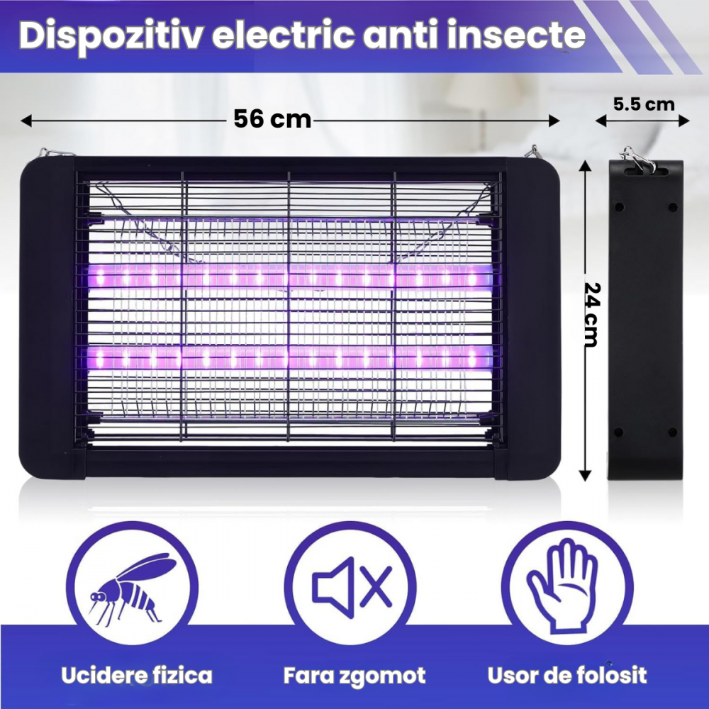 Aparat Anti Insecte HASEPE, Lampa UV 40W, Anti Tantari si Muste, Acoperire 200 mp, Montaj Podea/Tavan, Protectie Sigura, Consum Redus, Negru [5]